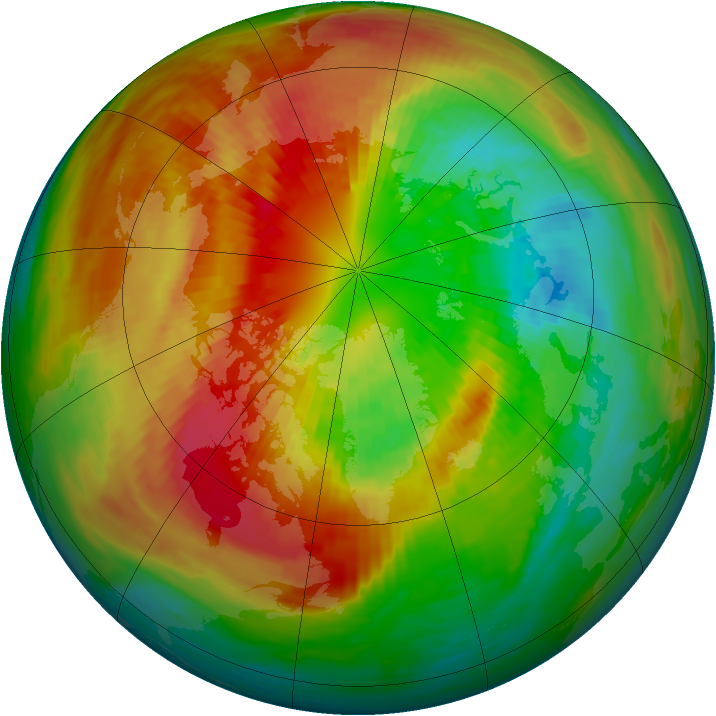Arctic ozone map for 09 March 1994